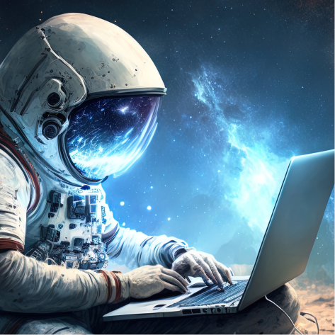 Astronauta estudando